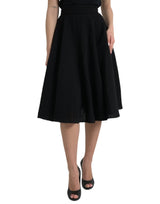 Dolce & Gabbana Jupe Noire Taille Haute A-ligne Longueur Genou