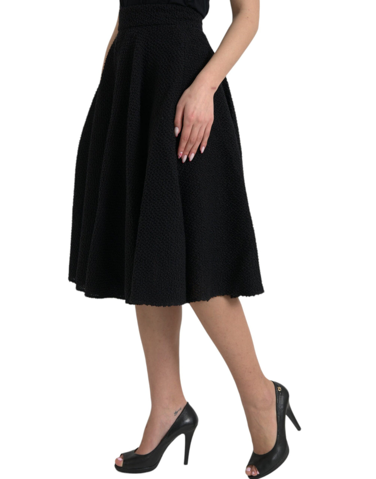 Dolce & Gabbana Jupe Noire Taille Haute A-ligne Longueur Genou