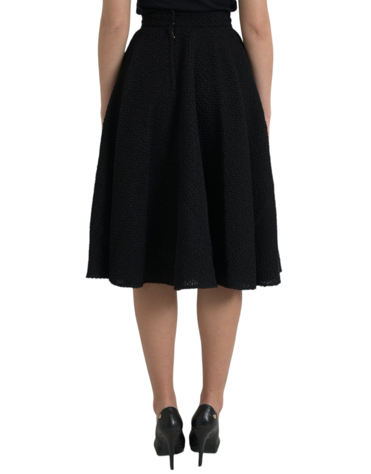 Dolce & Gabbana Jupe Noire Taille Haute A-ligne Longueur Genou