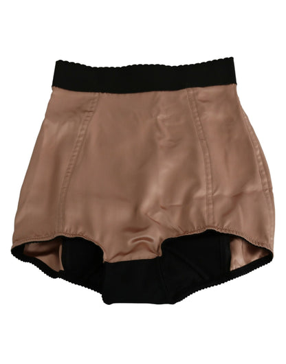 Shorts mini en soie beige à taille haute Dolce & Gabbana