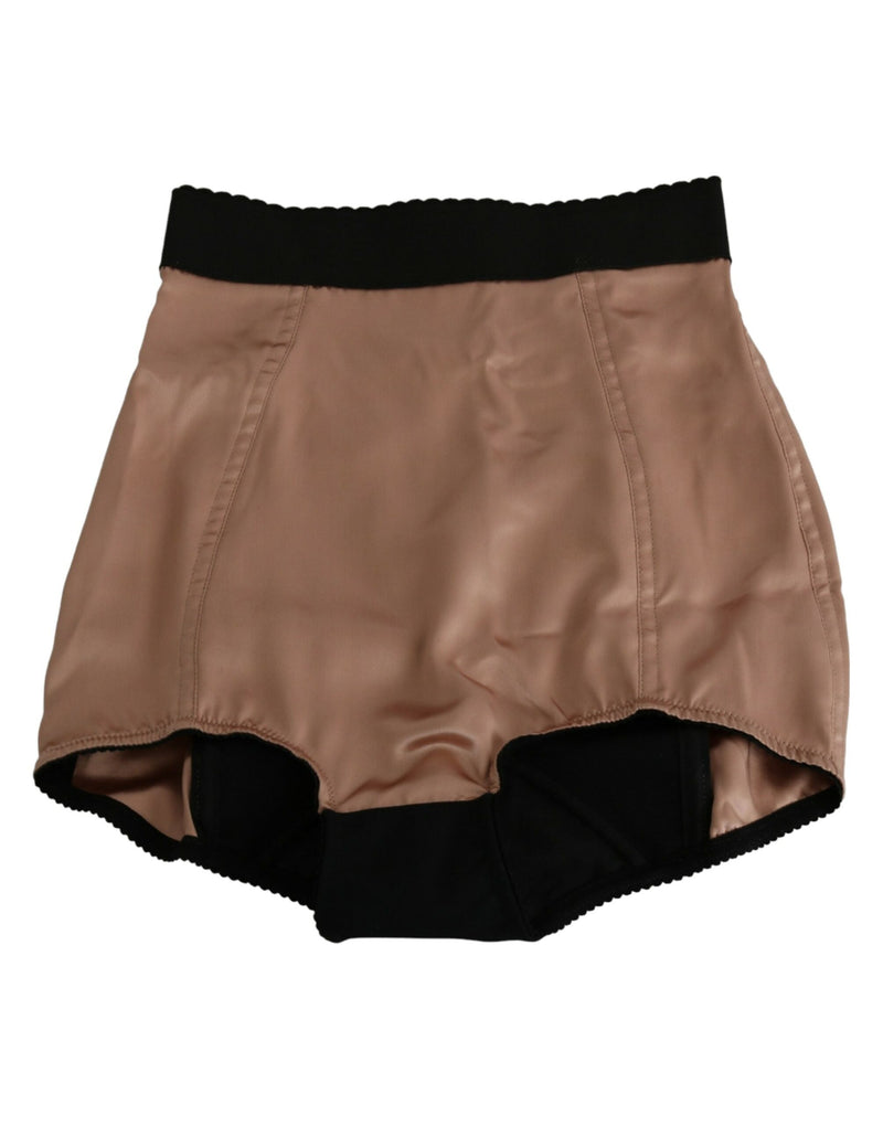 Shorts mini en soie beige à taille haute Dolce &amp; Gabbana