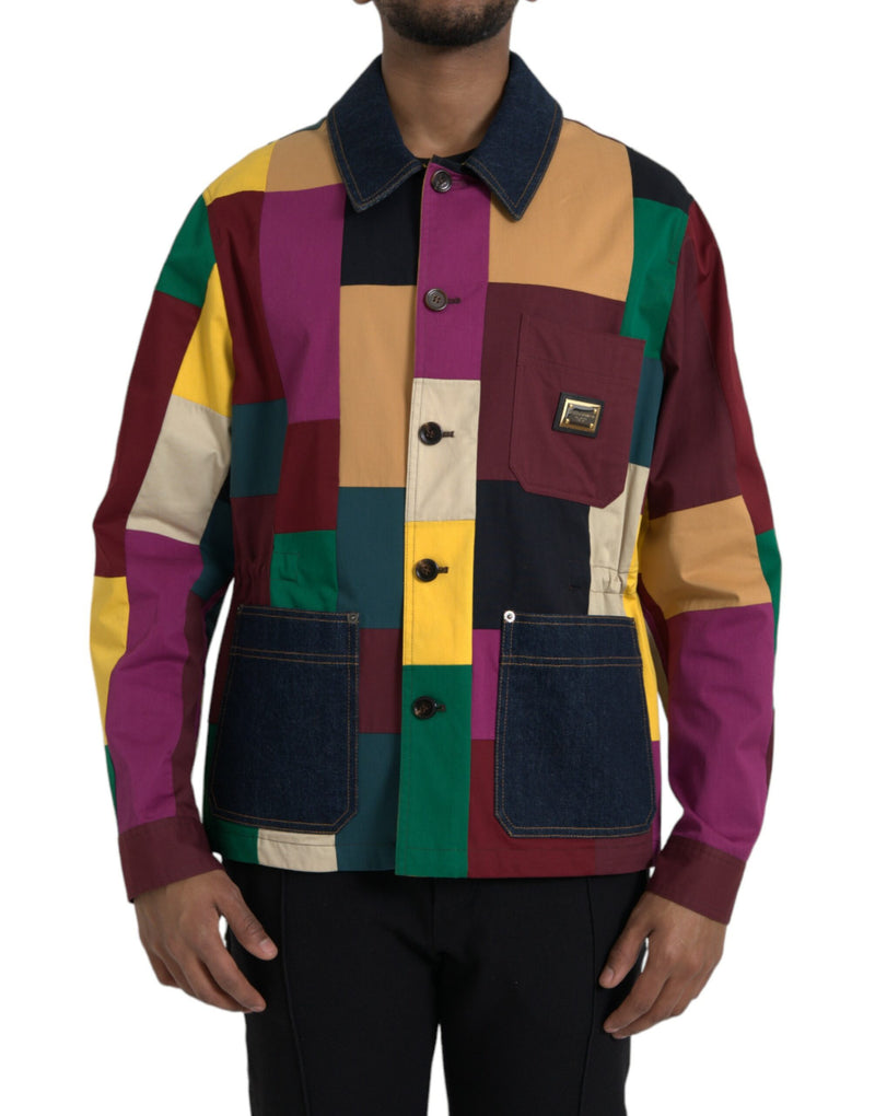 Dolce & Gabbana Multicolour Patchwork Jasje met Kraag van Katoen