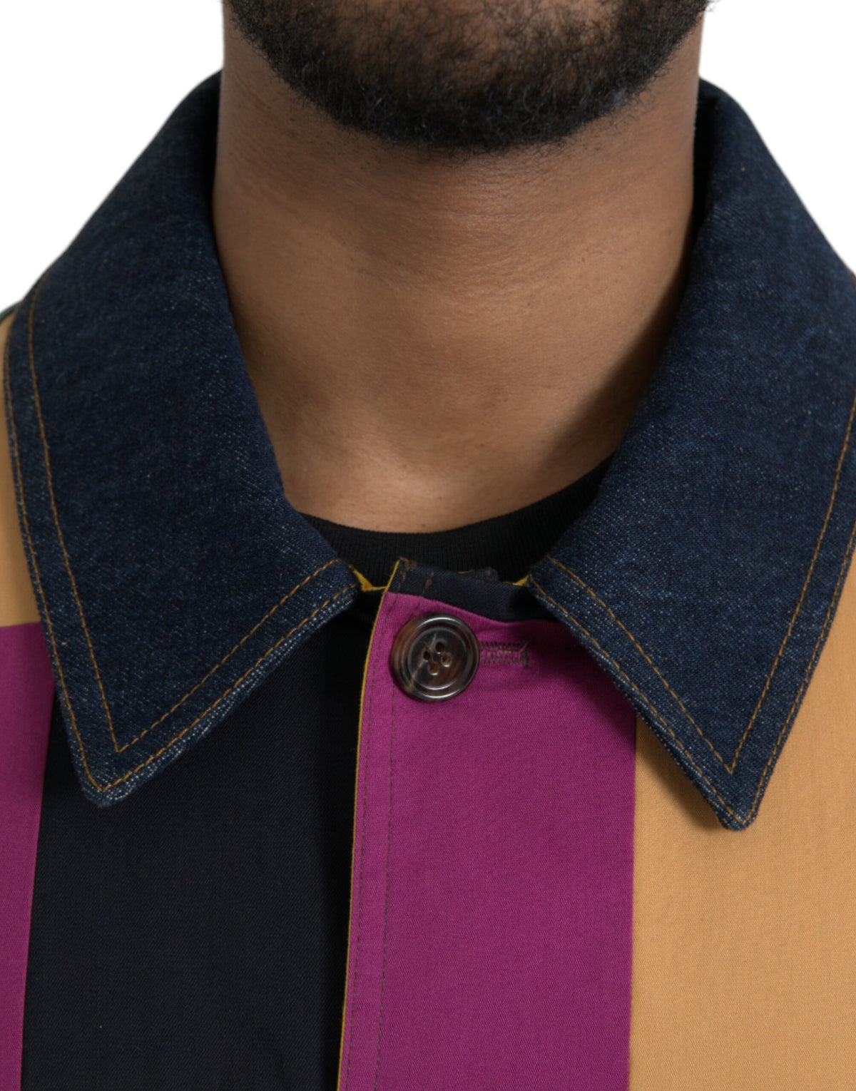Veste en coton à col montant multicolore et patchwork de Dolce & Gabbana