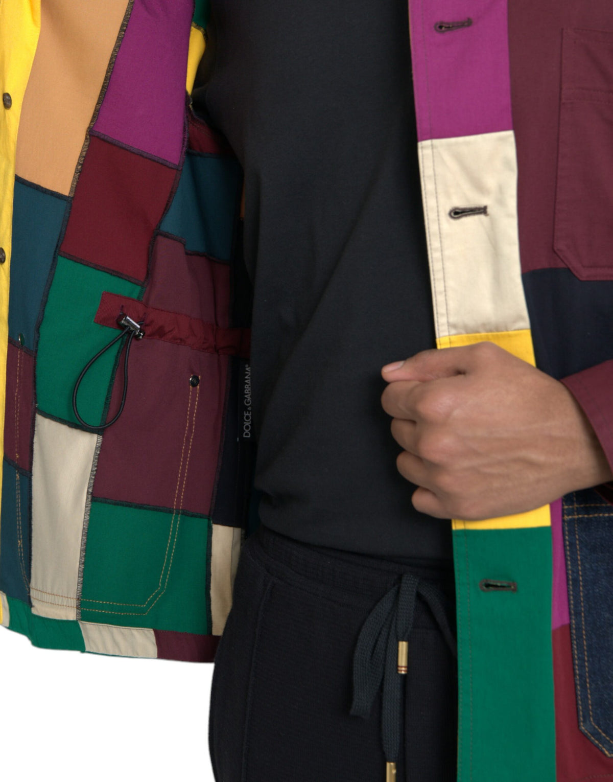 Veste en coton à col montant multicolore et patchwork de Dolce & Gabbana