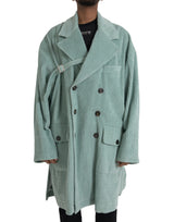 Dolce & Gabbana Veste en coton cordouroy bleu à double boutonnage