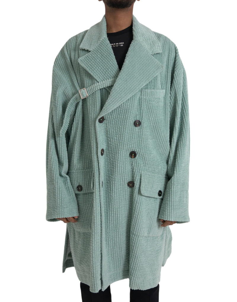 Dolce & Gabbana blauw, dubbelgeknopt, corduroy katoenen jack
