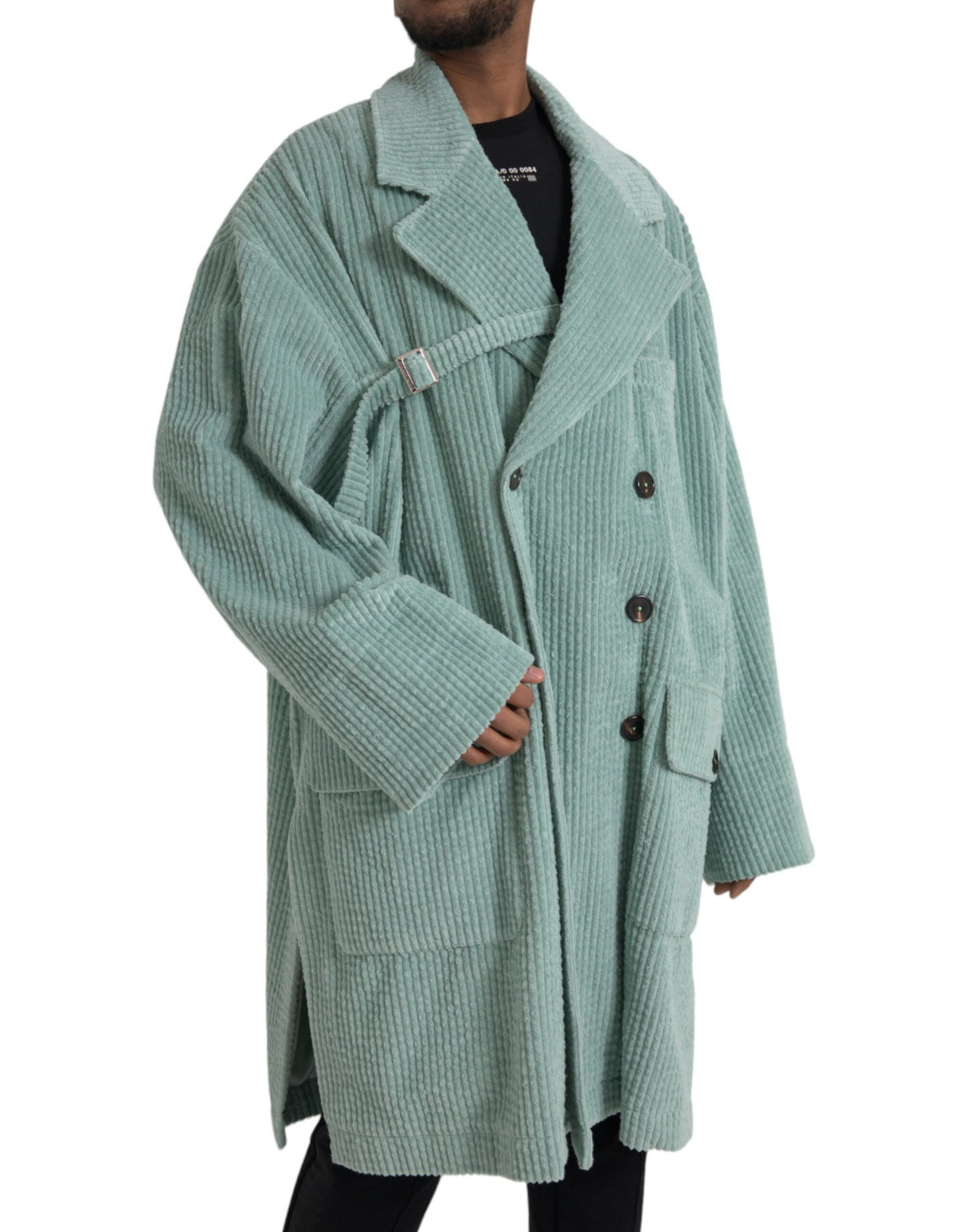 Dolce & Gabbana Veste en coton cordouroy bleu à double boutonnage