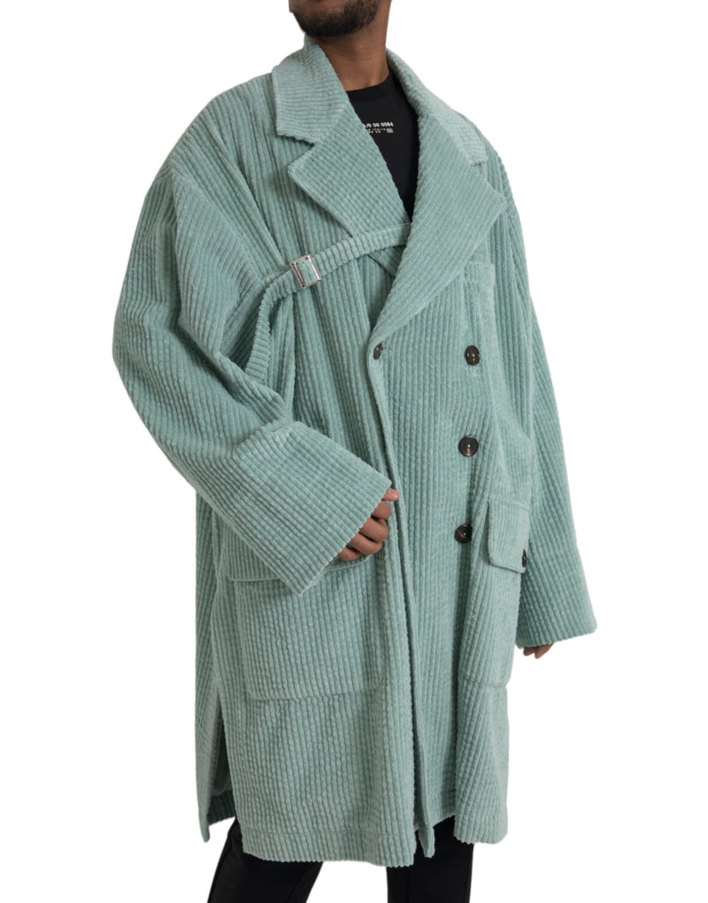 Dolce & Gabbana blauw, dubbelgeknopt, corduroy katoenen jack