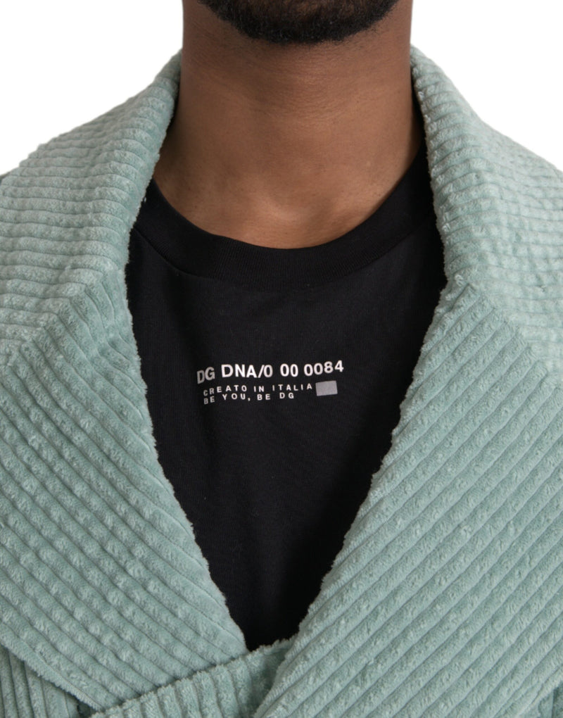 Dolce & Gabbana blauw, dubbelgeknopt, corduroy katoenen jack
