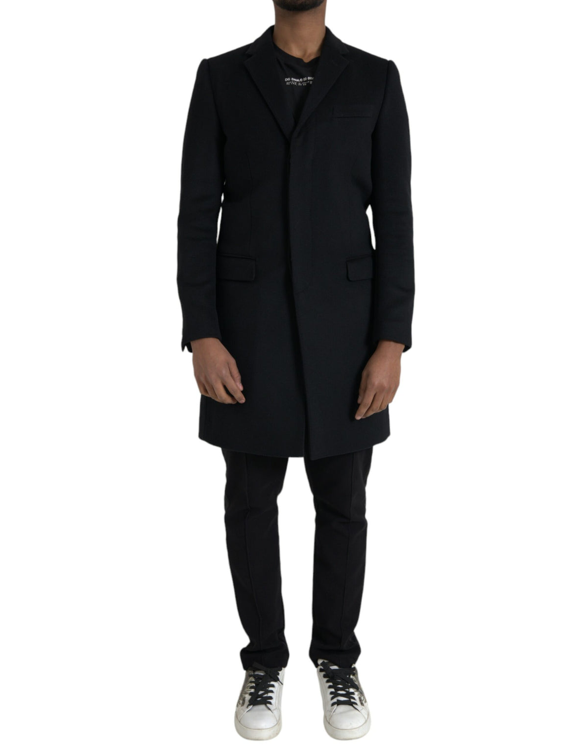 Dolce & Gabbana Trench-manteau noir à simple boutonnage
