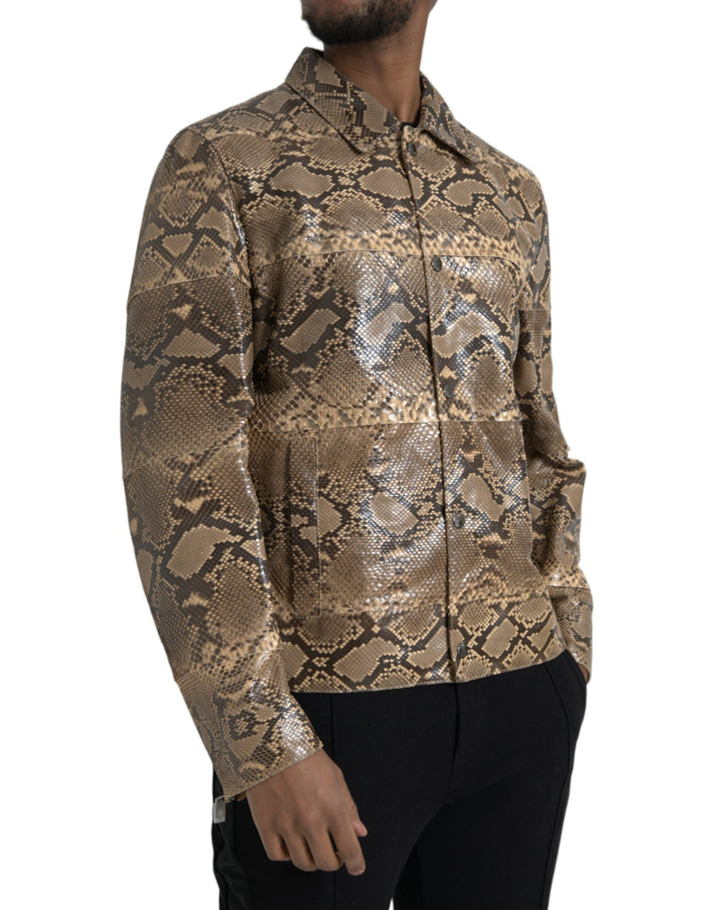 Dolce & Gabbana beige leren bikerblouson van exotisch leer