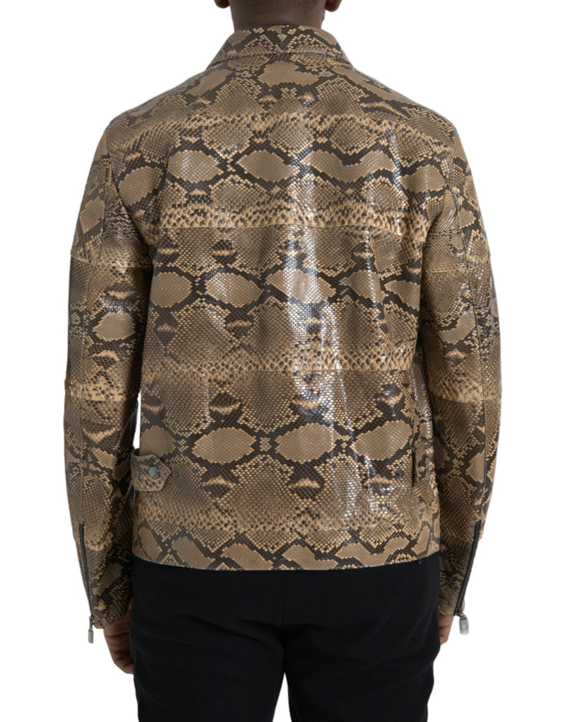 Dolce & Gabbana beige leren bikerblouson van exotisch leer