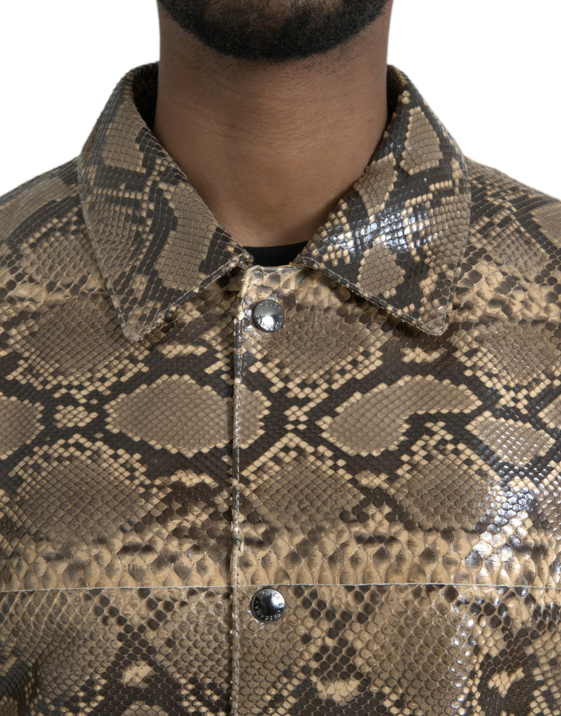 Dolce & Gabbana beige leren bikerblouson van exotisch leer