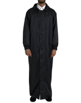 Veste coupe-vent longue à capuche en polyester noir Dolce & Gabbana