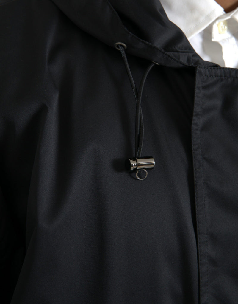 Dolce & Gabbana Zwarte Polyester Windbreakerjas met Capuchon