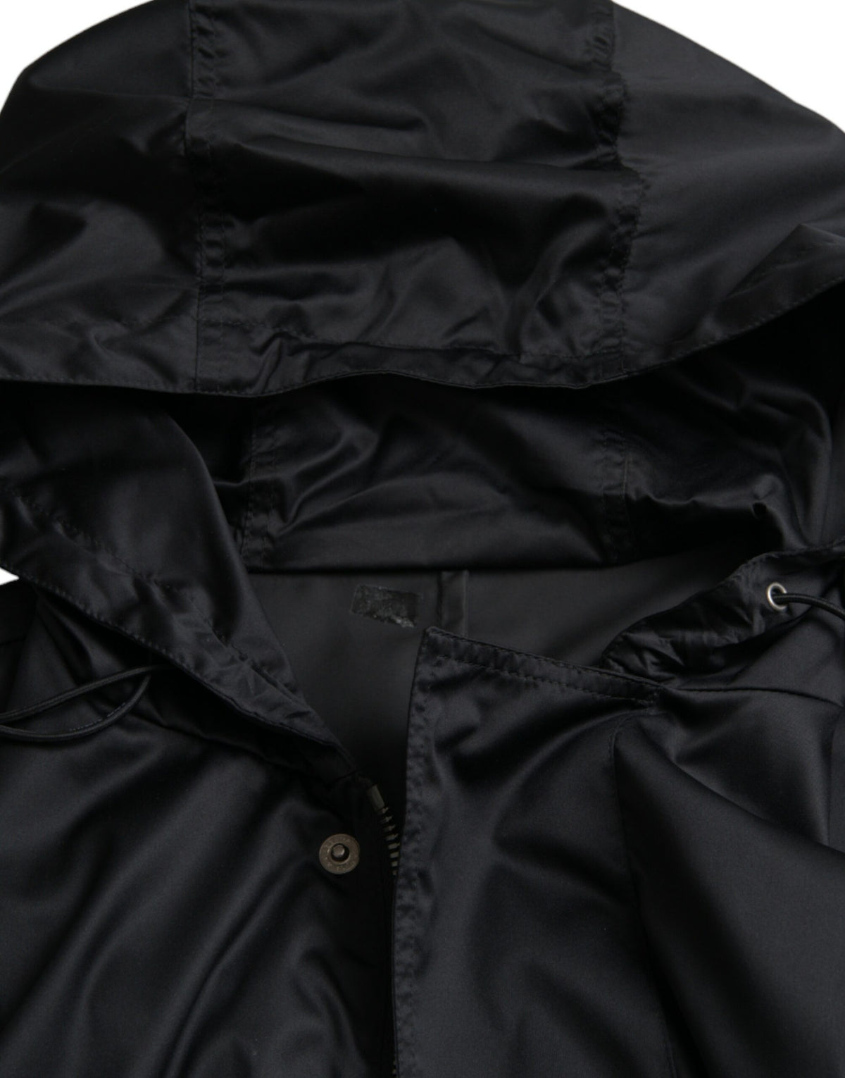 Veste coupe-vent longue à capuche en polyester noir Dolce & Gabbana