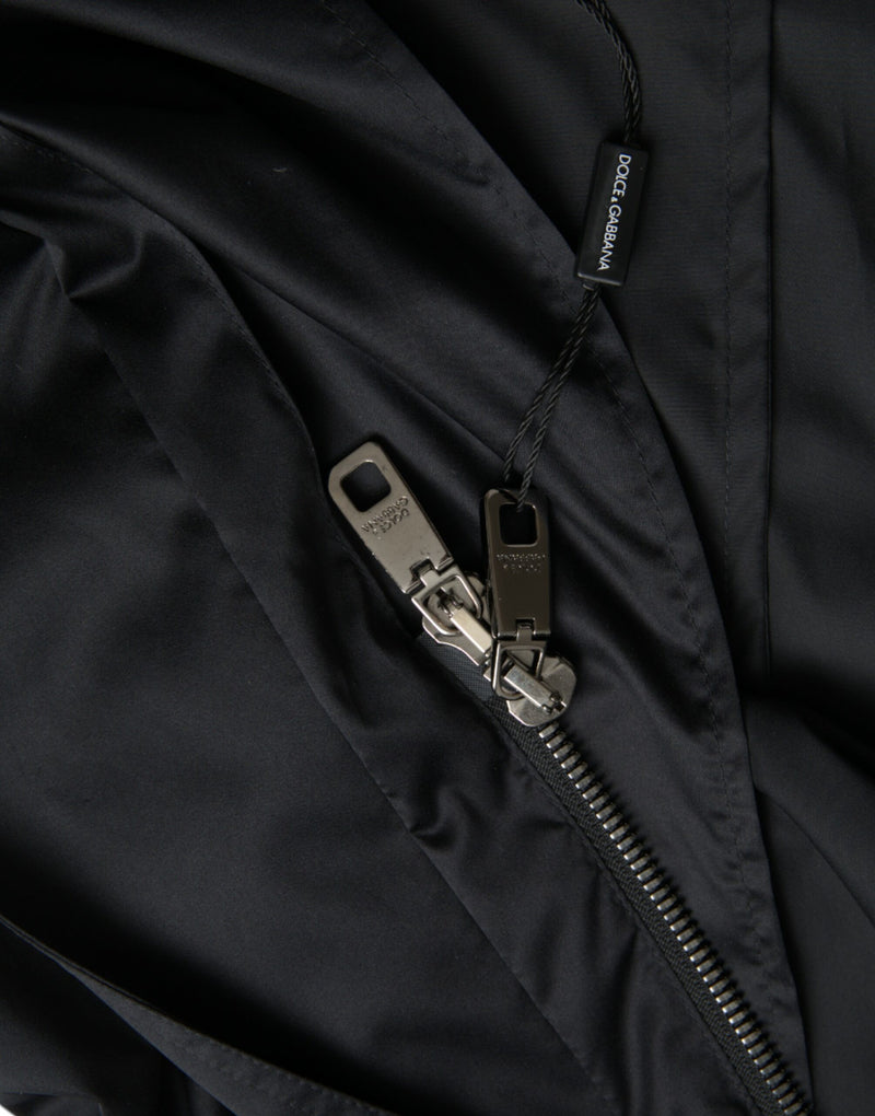 Dolce & Gabbana Zwarte Polyester Windbreakerjas met Capuchon
