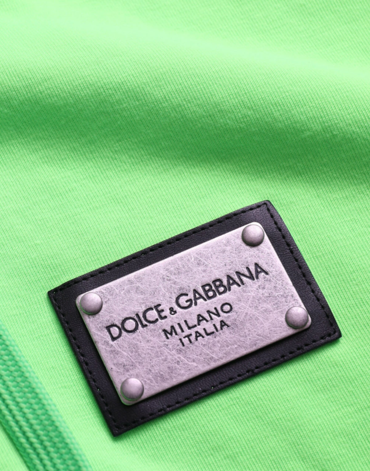 Pull à capuche à fermeture éclair intégrale en vert néon de Dolce &amp; Gabbana