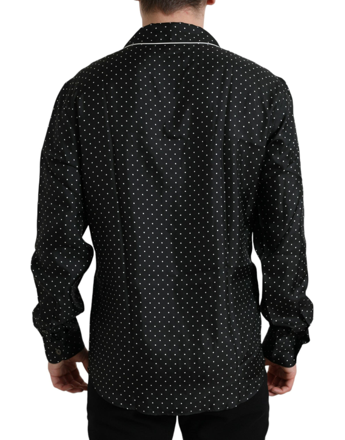 Chemise en soie à manches longues à pois noirs de Dolce &amp; Gabbana
