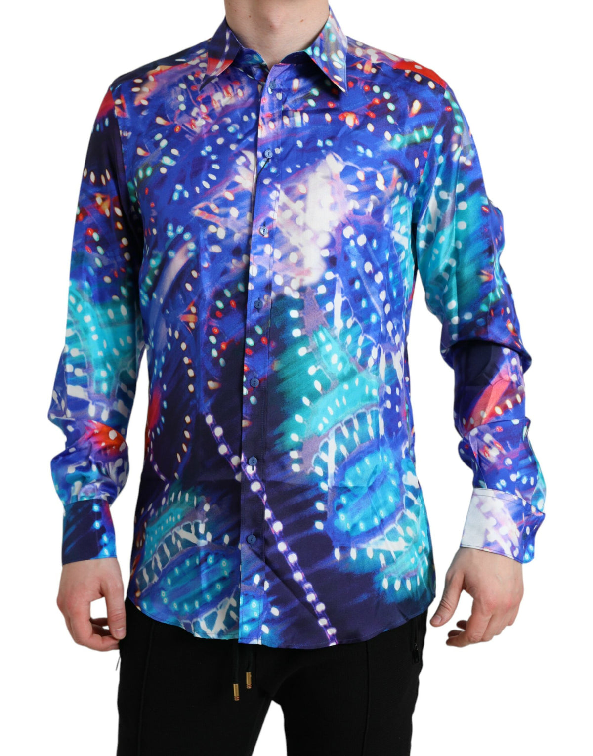 Chemise MARTINI en soie violette Luminarie, coupe slim, Dolce &amp; Gabbana