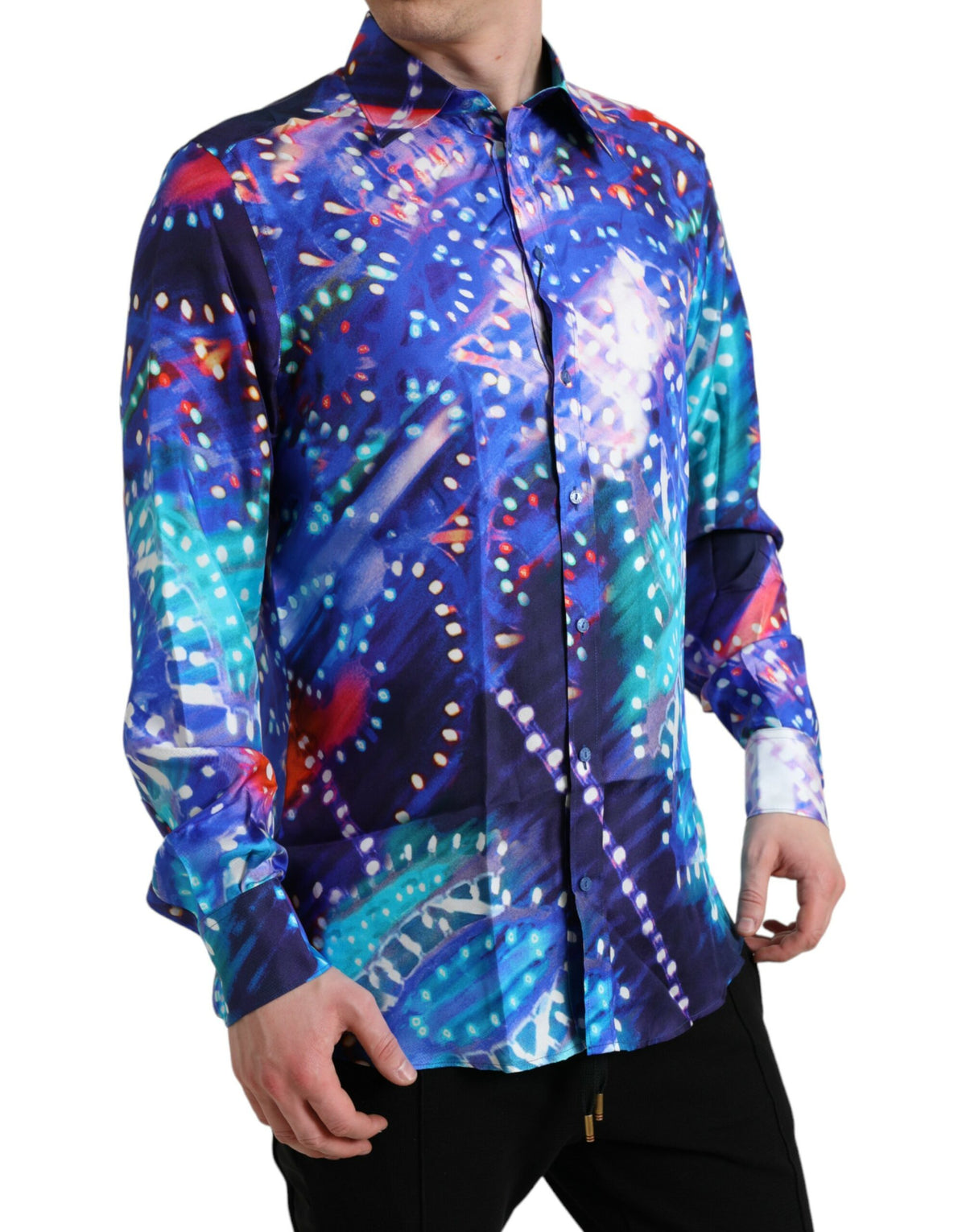 Chemise MARTINI en soie violette Luminarie, coupe slim, Dolce &amp; Gabbana