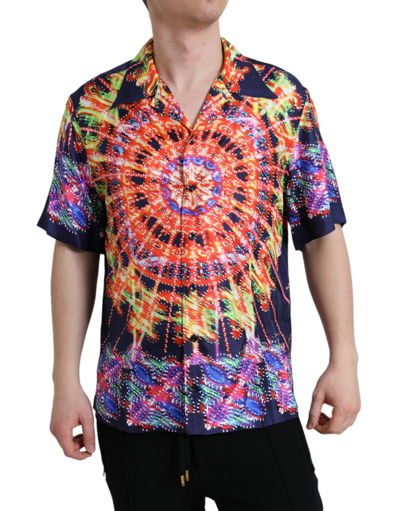 Chemise décontractée en soie multicolore Luminarie de Dolce &amp; Gabbana