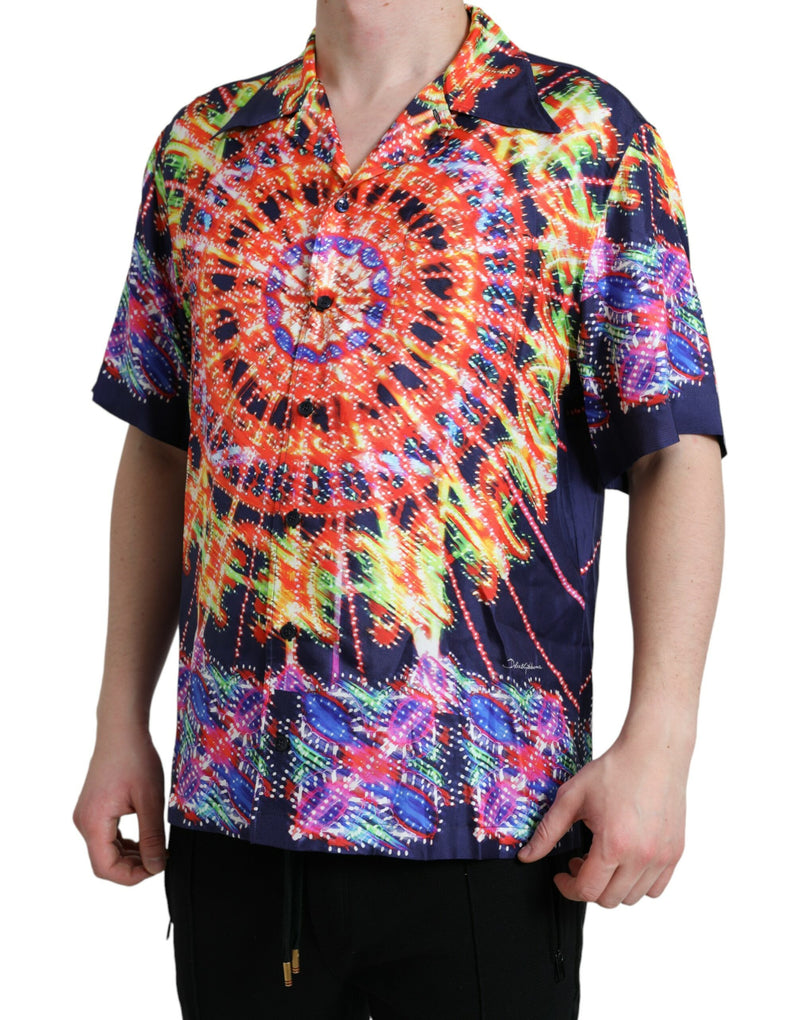 Chemise décontractée en soie multicolore Luminarie de Dolce &amp; Gabbana