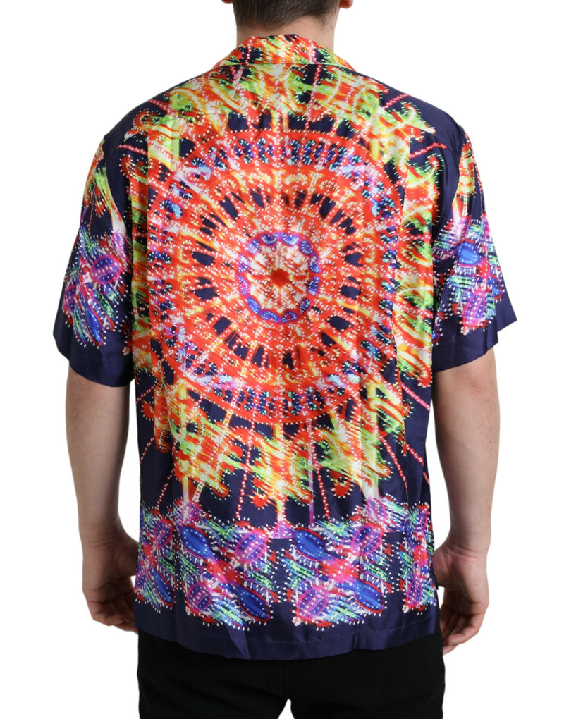 Chemise décontractée en soie multicolore Luminarie de Dolce &amp; Gabbana