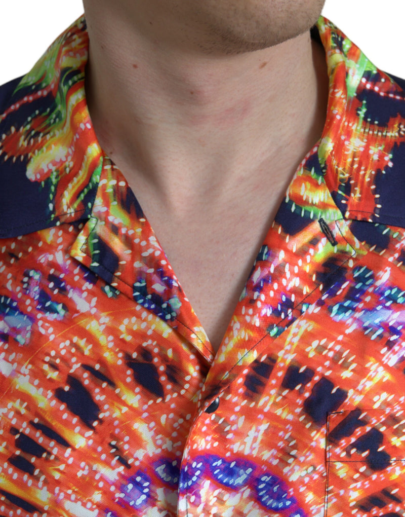 Chemise décontractée en soie multicolore Luminarie de Dolce &amp; Gabbana