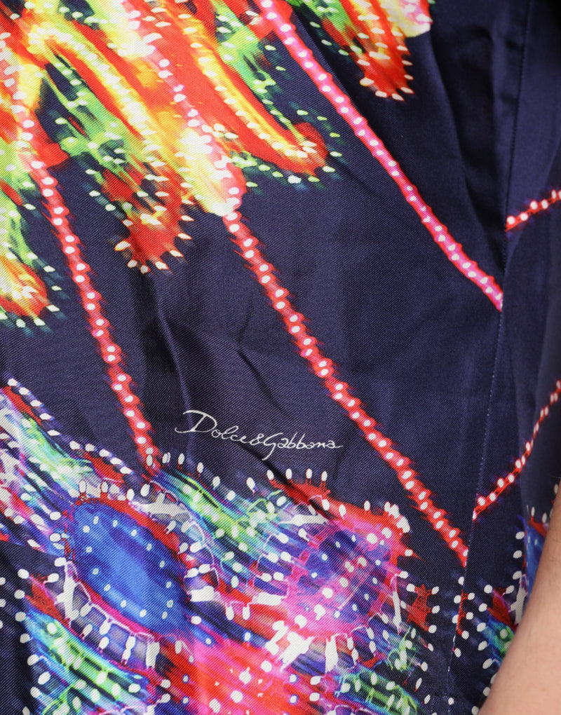 Chemise décontractée en soie multicolore Luminarie de Dolce &amp; Gabbana