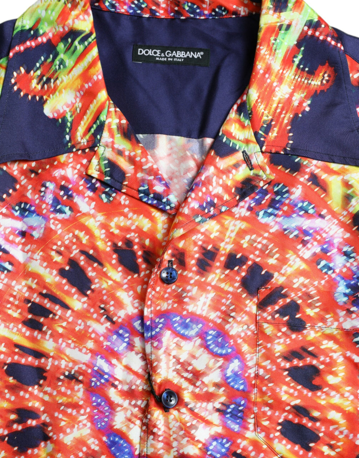 Chemise décontractée en soie multicolore Luminarie de Dolce &amp; Gabbana