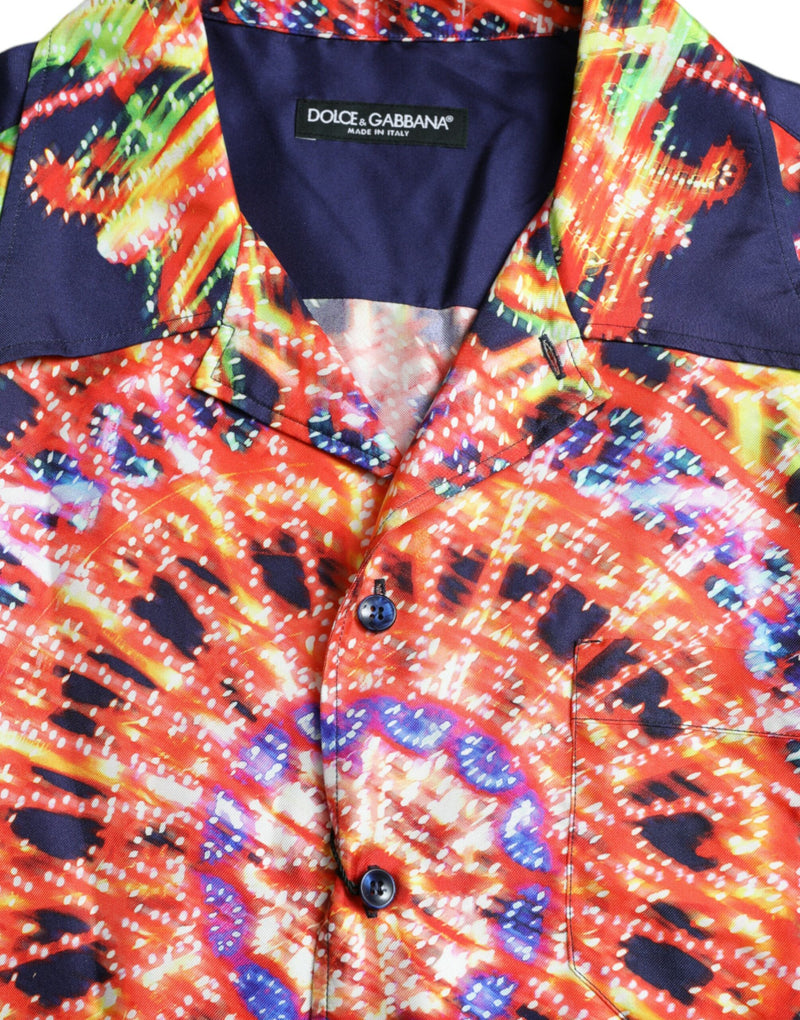 Chemise décontractée en soie multicolore Luminarie de Dolce &amp; Gabbana