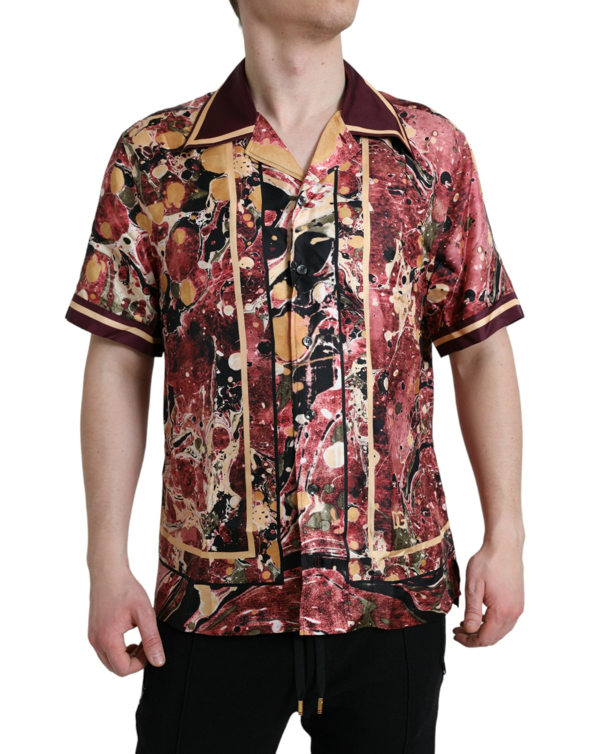 Chemise en soie à boutons multicolores de Dolce &amp; Gabbana