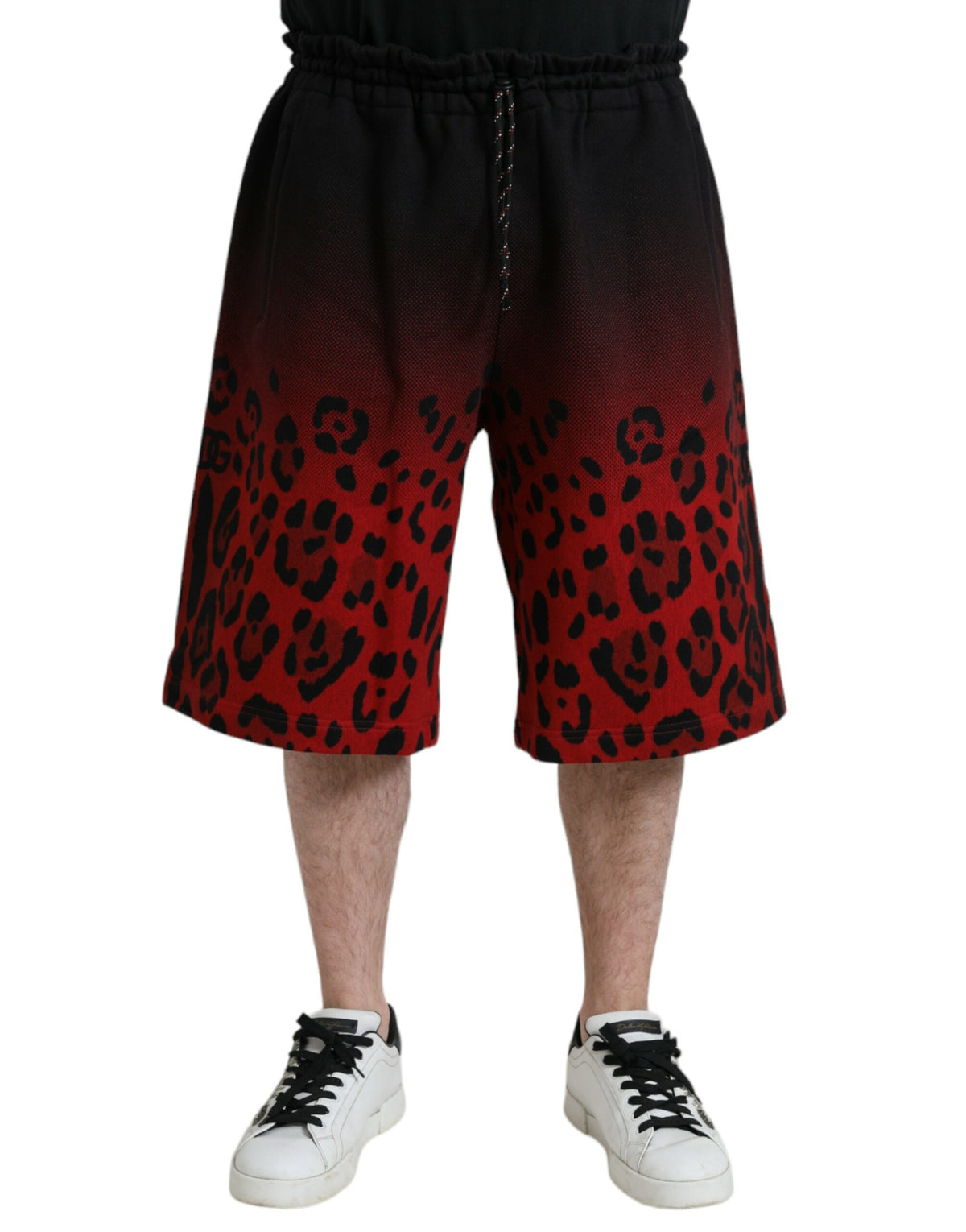 Shorts Bermuda en coton à imprimé léopard rouge de Dolce &amp; Gabbana