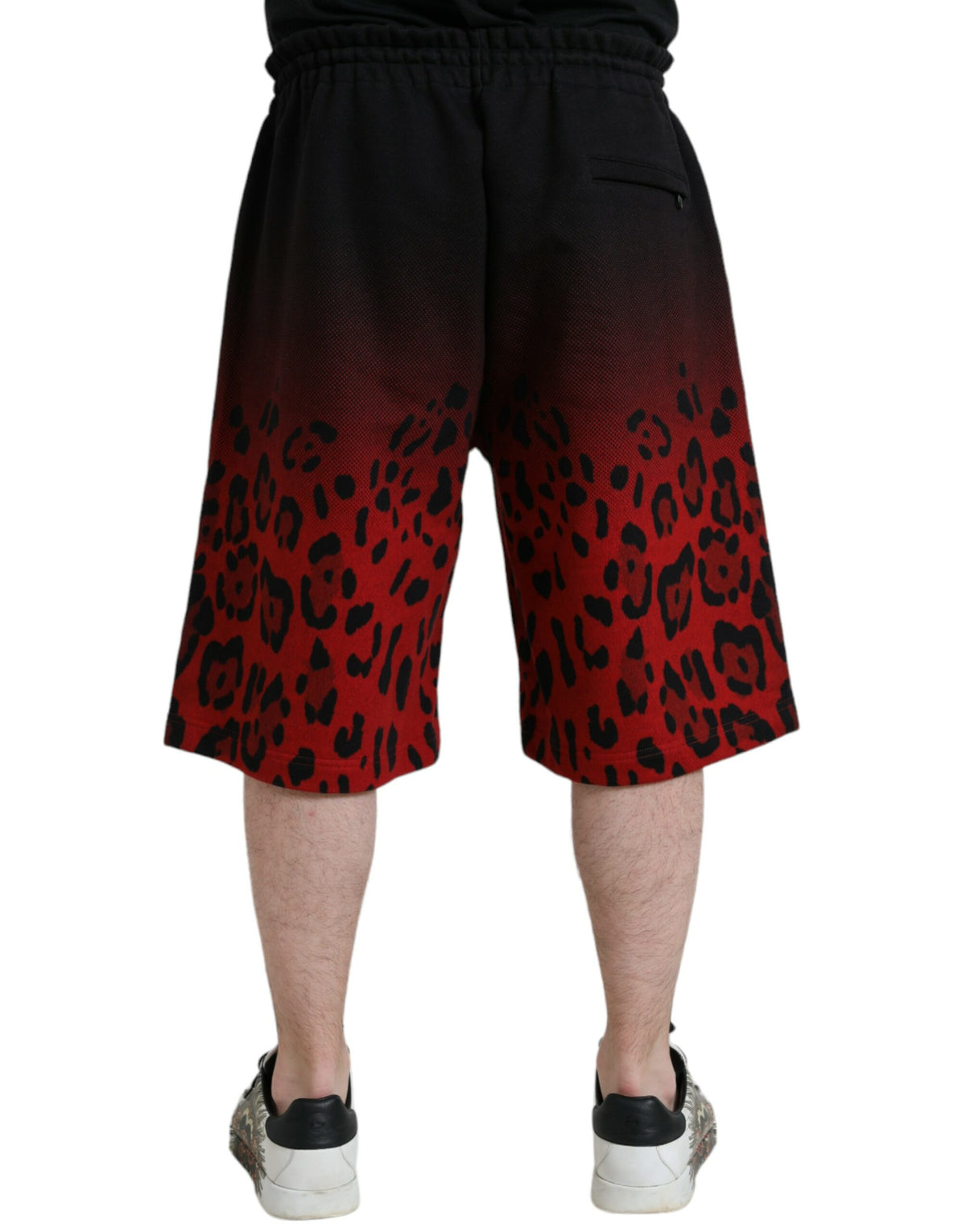 Shorts Bermuda en coton à imprimé léopard rouge de Dolce &amp; Gabbana