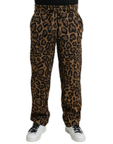 Pantalons de jogging en polyester à imprimé léopard marron de Dolce &amp; Gabbana