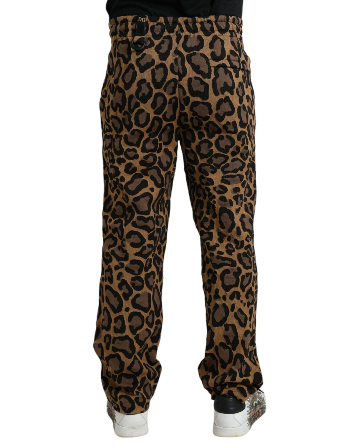 Pantalons de jogging en polyester à imprimé léopard marron de Dolce &amp; Gabbana