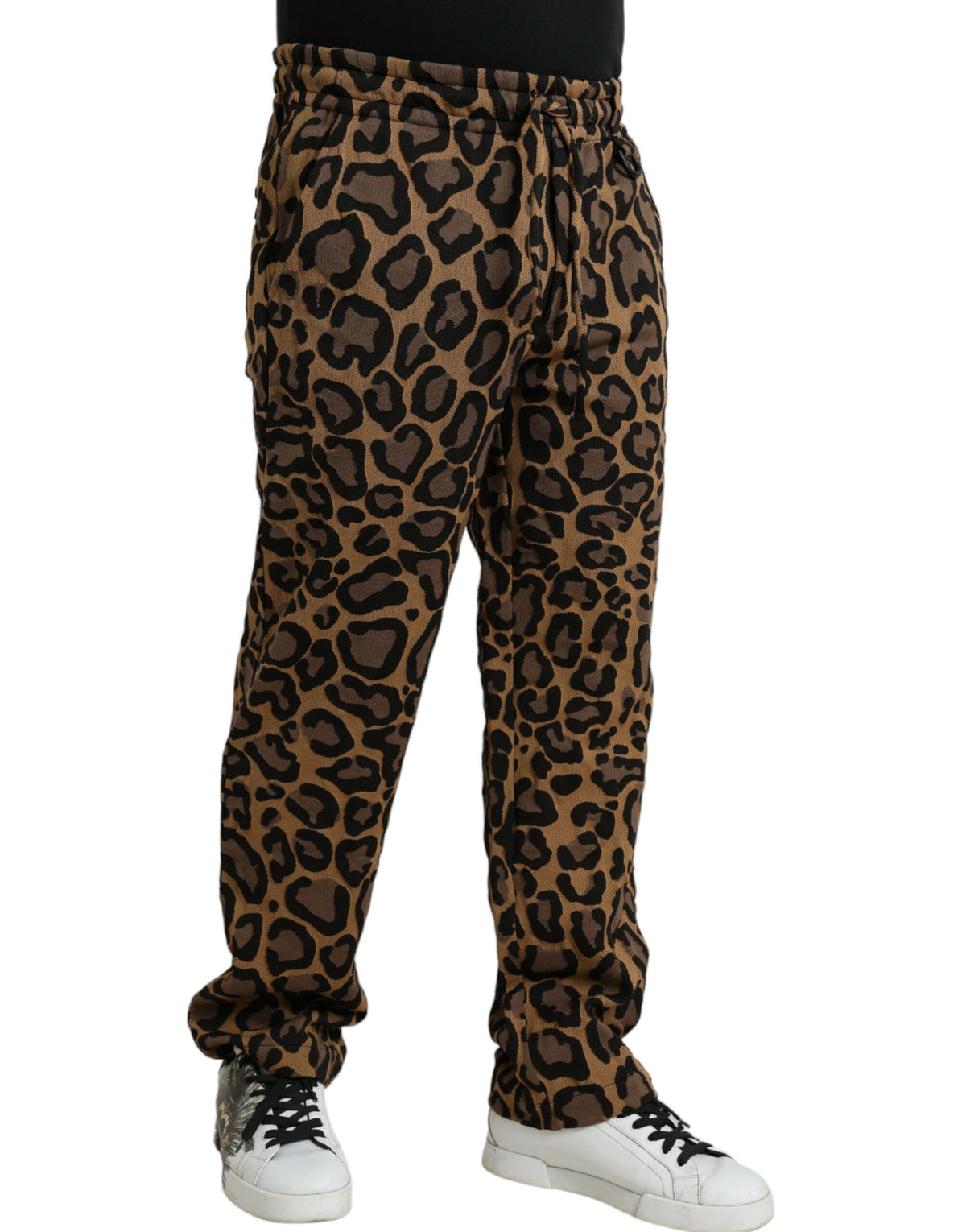 Pantalons de jogging en polyester à imprimé léopard marron de Dolce &amp; Gabbana