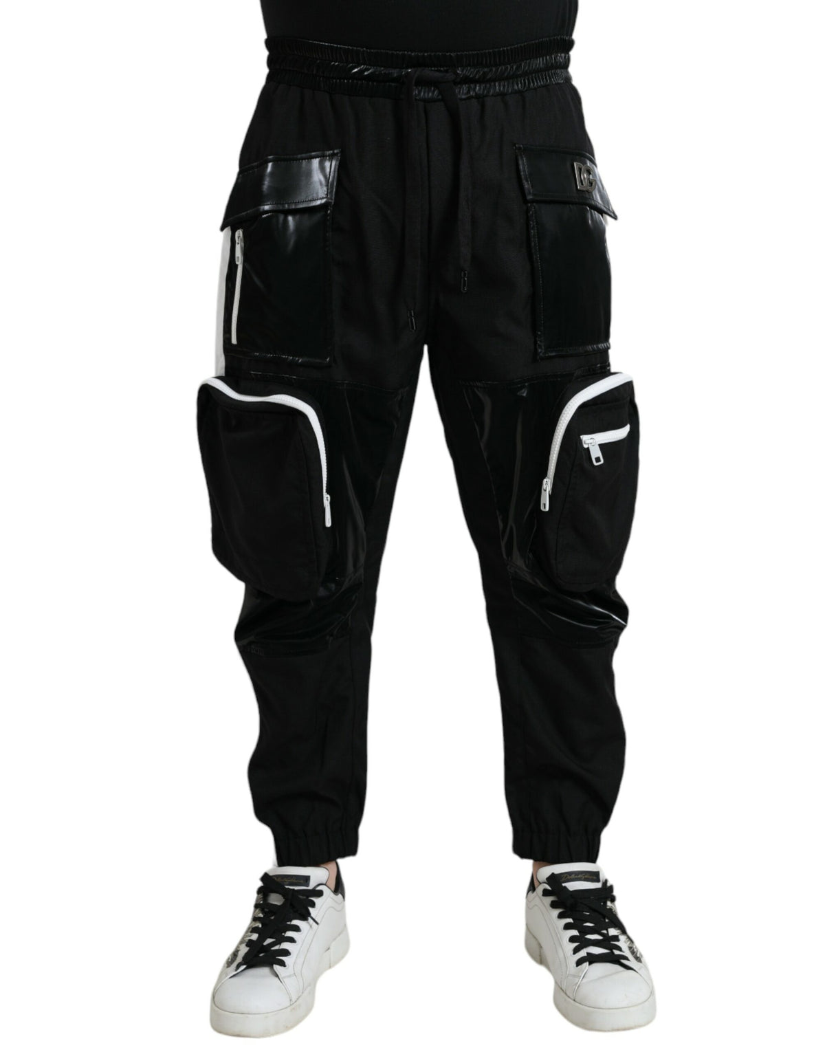 Pantalon de jogging cargo en nylon noir Dolce &amp; Gabbana pour homme