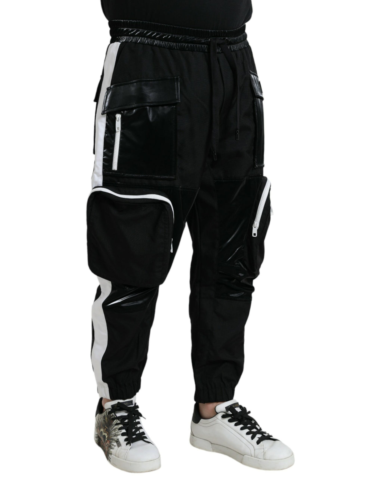 Pantalon de jogging cargo en nylon noir Dolce &amp; Gabbana pour homme