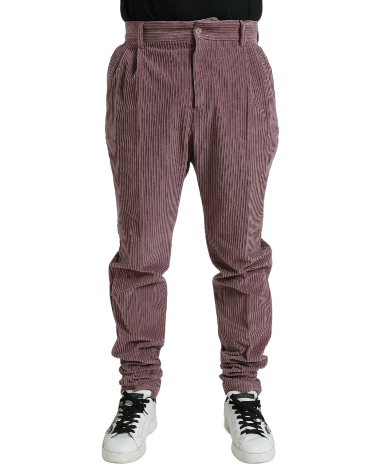 Pantalon skinny en coton extensible à carreaux violet de Dolce &amp; Gabbana