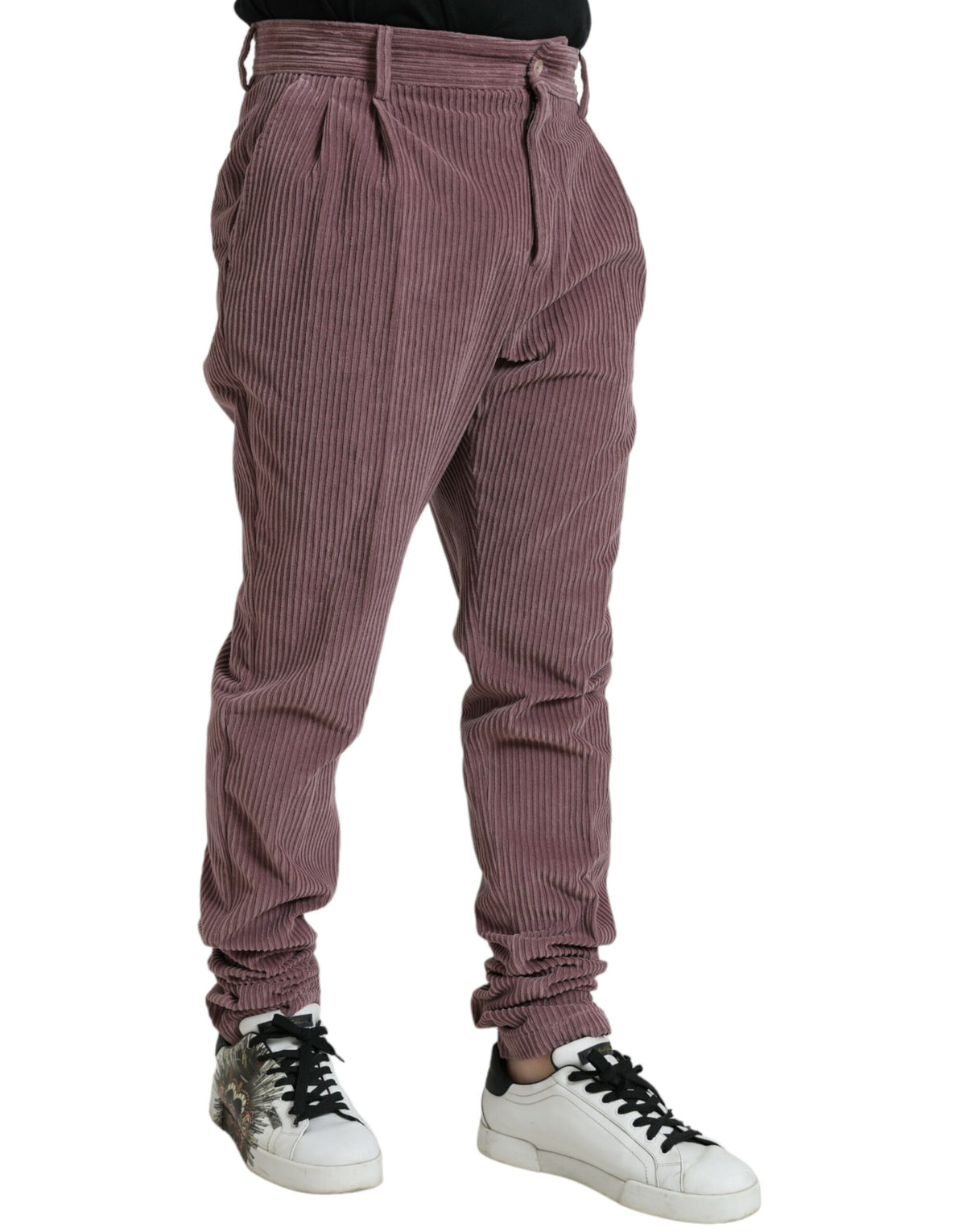 Pantalon skinny en coton extensible à carreaux violet de Dolce &amp; Gabbana