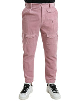 Jeans cargo skinny en coton extensible à carreaux de velours rose de Dolce &amp; Gabbana