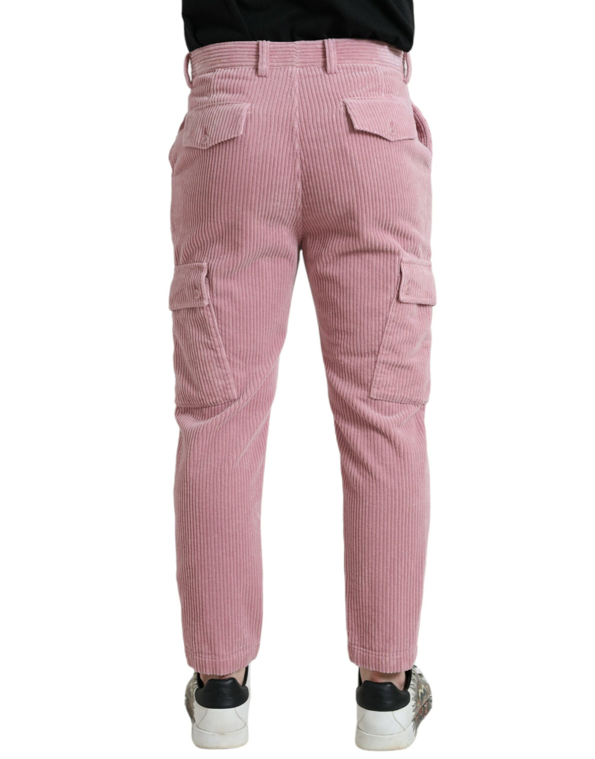 Jeans cargo skinny en coton extensible à carreaux de velours rose de Dolce &amp; Gabbana