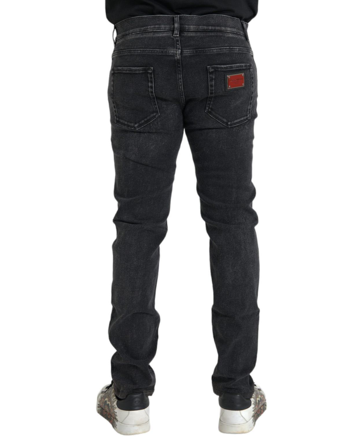 Jeans skinny en coton stretch gris avec logo Dolce &amp; Gabbana