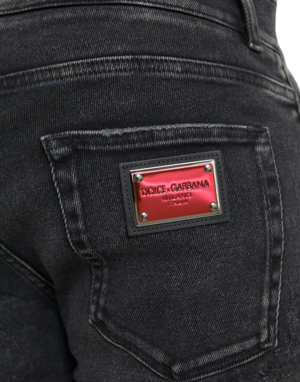 Jeans skinny en coton stretch gris avec logo Dolce &amp; Gabbana