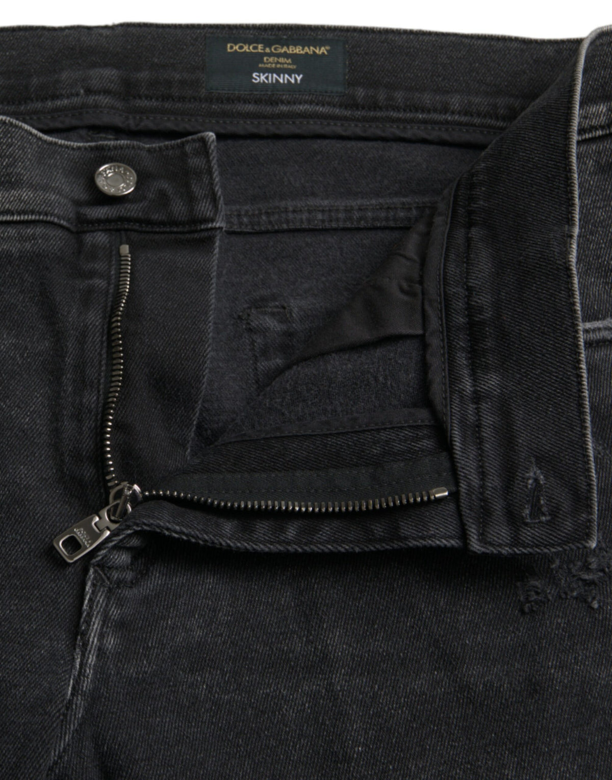 Jeans skinny en coton stretch gris avec logo Dolce &amp; Gabbana