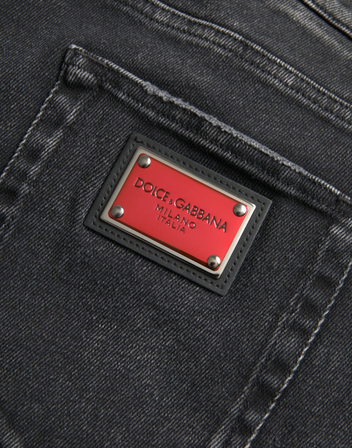 Jeans skinny en coton stretch gris avec logo Dolce &amp; Gabbana