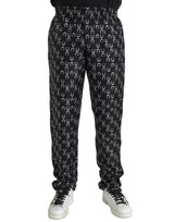 Pantalon en soie noir à imprimé fer à cheval de Dolce &amp; Gabbana
