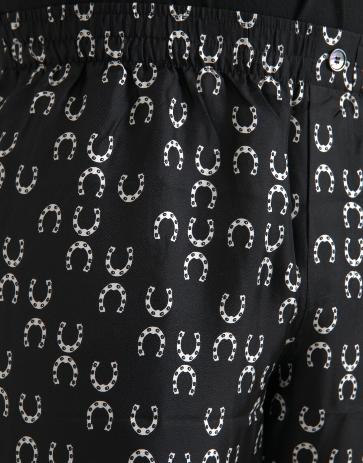 Pantalon en soie noir à imprimé fer à cheval de Dolce &amp; Gabbana